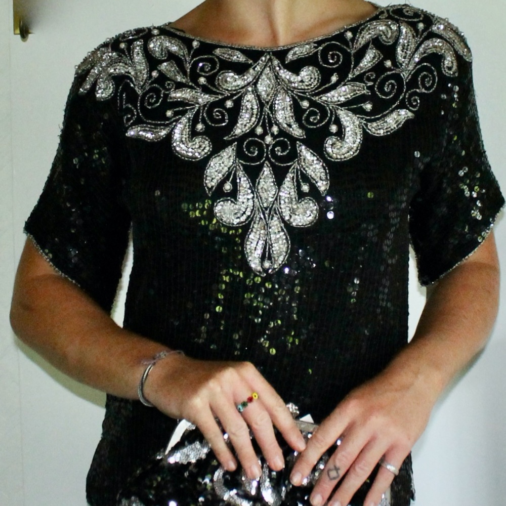 Vintage Glam Sequins Top